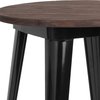 Flash Furniture Round Black Metal Bar Table, 24", 24" W, 24" L, 41.5" H, Wood Top, Wood Grain CH-51080-40M1-BK-GG